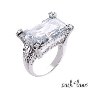 Park Lane Silver Ring with Large Clear Gem